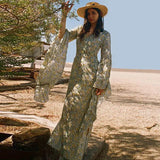 Long Bohemian Batwing Sleeve Printed