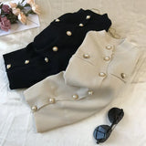 Autumn winter Women thick Sweater Pullovers long sleeve button o-neck chic Sweater Female Slim knit top soft