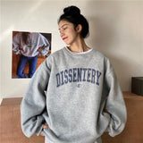 Print New Casual Top Vintage Simple Women Hoodies Korean Gray Autumn Thin Streetwear College Girls ins Lady's