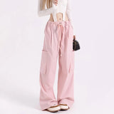 Korean Fashion Cargo Pants Women Pockets Vintage Designer Baggy Pants Female Holiday High Street Casual Pants