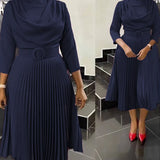 Autumn Fashion African Solid Color Pleated