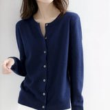 Zingj Autumn Long-Sleeved Sweater Pure Color Simple Temperament Cardigan On The Clothes With Women's Sweater Small Coat-Outfit