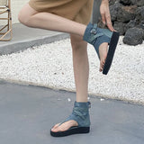 Sandals Women's 2023 Spring And Summer New Pinch-Toe Women's Shoes Waterproof Table High-Side Zipper Denim Retro