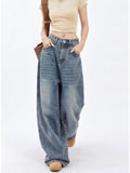 Zingj Wide-Leg Jeans Female Autumn 2024 New High Waist Loose Show Thin Feeling Straight Floor