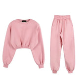 Women Pullover Hoodies Sweatshirts Suit Winter Spring Solid Casual Tracksuit Fleece Y2k 2 Pieces Set Sweatpants Quality