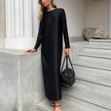 Zingj New 2023 Women's Bottom Dress Fashion Long Sleeve Slit Satin Pendant Wrap Hip Skirt-Outfit