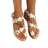 2025 Summer New Roman Flat Bottom Flower Mouzzle Lady Size Sandals