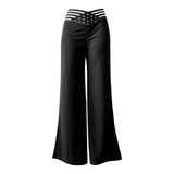 Belt High Waist Casual Straight Loose Trousers