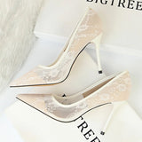Zingj Sexy Show Thin High Heels Women's Shoes Thin Heel High Heel Shallow Pointed Mesh