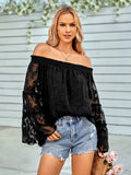 Women's New Casual Solid Color Shoulder Long Sleeved Chiffon Top