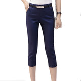 Women Summer Skinny Breeches Cropped Trousers High Waist Office Lady Slim Capris Pantalon Femme Woman Bodycon Pencil