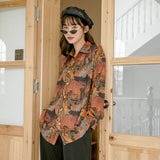 Vintage Long Sleeve Blouse Woman 2020 Autumn Print Button Up Collar Shirt Loose Top Blouses Shirts Fashion