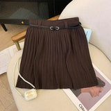 Pleated High Waist Belted Mini Skirt- Outfit