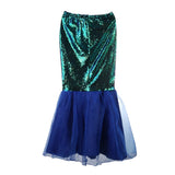 Women Girl Mermaid Halloween Cosplay Costume Fancy Party Tail Maxi Skirt Sparkle Sequins Long Dress Tail