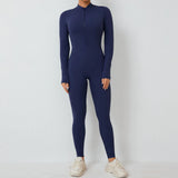 Zingj Zipper Detachable Chest Pad Long Sleeve Yoga Conjoined Suit High Intensity Fitness Exercise Conjoined Tights-Outfit