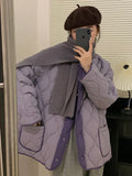 Fashion Sweet Meiling Down Jacket Women's Short Style 2024 Winter New Scarf Warm Small Show Thin Warm Coat-Outfit