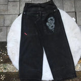 Baggy Jeans For Men Retro Embroidery Hip-Hop Goth Street Clothing 211-0-Outfit