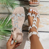Butterfly Water Drill Flat-Soled Sandals Women's New Loose Belt Hollow Beach Cool Drag