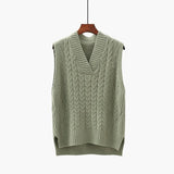 pullover sweater vest women 2021 autumn new loose net red V-neck waistcoat wool knitted vest