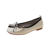 Fragrant Wind Bow Light Mouth Single Shoes Women 2025 Spring And Summer New Flat Sole Pedal Bean Shoes Large Size Women's