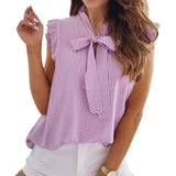 Sleeves Shirt Summer Bow Lace Up Polka Dot Female Ruffle Pullover Vintage Blusa Muyogrt shirts Blouses womens sexy