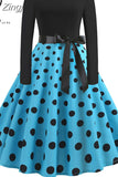 Print Vintage Dress Women Christmas Casual Robe Femme Dress Elegant Party Dresses Long Sleeve
