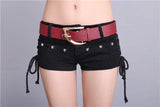 Hot Girls Japanese Harajuku Punk Skull Low Waisted Lace-up White Thin Denim Shorts Goth Rock Sexy Women
