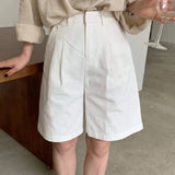 White Linen Shorts Wide Leg Summer Shorts Woman High Waist Shorts Streetwear