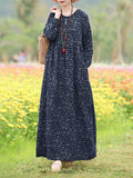 Women's Floral Printed Dress 2024 ZANZEA Autumn Long Dresses Casual Long Sleeve Maxi Vestidos Female Robe Oversized-Outfit