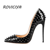 women shoes rivets female wedding womens shoes heels ladies high heel spring autumn 8-12 cm 33-45 MD008