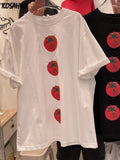 Summer Y2k Aesthetic Loose Tees Kawaii Cute Tomato Print T-shirts Short Sleeve O Neck Fashion All Match Tops