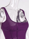 Mesh Square Neck Corset Top-Outfit