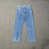 Zingj Devil Island Denim Suit High Street Western Denim Jacket Baggy Jeans Trend Card 211-0-Outfit