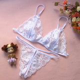 Lingerie Solid Lady Women Underwear Tracksuit Corset Lace Bra Set Crotch Thongs G-string Bikini Underwear Lingerie
