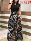 Summer New Summer Bohemia Flower Print O Neck Short Sleeve Women's Maxi Dress Fashion Patchwork Ladies Long Dress