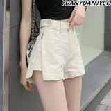 Korean Fashion Streetwear Metal Zipper High Waist Cotton Denim Shorts Women Summer Black Ladies Jean Short