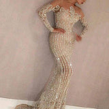 Luxury sequined evening dress spring round neck slim mid-waist temperament long skirt and floor evening