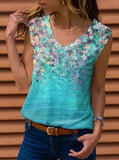 Loose Sleeveless V-neck Printed Vest