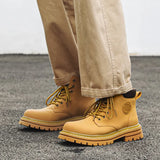 Zingj Yellow Boots British Cargo Martin Boots Men's Ankle Boots 2024 Spring And Autumn Single Boots Platform Versatile Hiking Boots