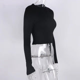Zingj New Bai Fumei Sexy Tight Round Neck Jacket Show Thin Long-Sleeved T-Shirt Bottom Shirt-Outfit