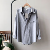 Minimalist Loose White Shirts for Women Turn-down Collar Solid Female Shirts Tops 2020 Spring Summer