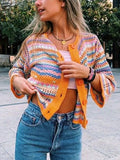 Striped Crochet Knit Cardigan-Outfit