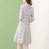 Blue Lace Dress French Floral Dress Female 2022 Spring New Women A-line O-neck Sweet Dresses Streetwear