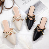 New Bao Head Half Dragging Cool Drag Female Tip Flat Rivet Outside Wearing Lazy Muller Shoes Small Size