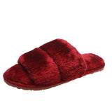 Size Wool Slippers Female Fashion Wear Elastic With Parallel Bars Open Toe Flat Bottom Warm Cotton Shoes Indoor Cotton