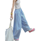 Work Pants Women Summer Thin Small Straight Loose Leisure Wide Leg Pants Trousers
