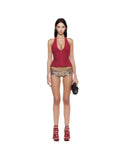 New Strap-On Zipper Vest Hottie Hanging Neck Vest Deep V Sexy Tight Short