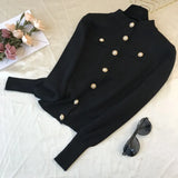 Autumn winter Women thick Sweater Pullovers long sleeve button o-neck chic Sweater Female Slim knit top soft