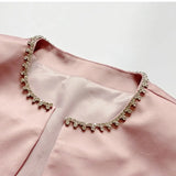 Pink Satin Diamanté Cami Straight Mini Dress And Crop Coat- Outfit