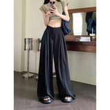Zingj Mop Floor Suit Pants Female Autumn Korean Version 2024 New High Waist Show Thin Feeling Wide Leg Casual Long Pants-Outfit